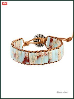 Boho Handmade Natural Stone Crystal Leather Wrap Bracelet Adjustable